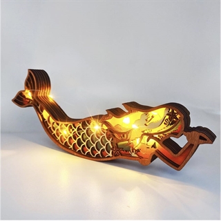 Havfrue med lys - træhåndværk dekoration 